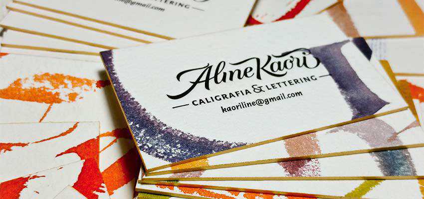 Letterpress & Calligraphy Business Cards by Aline Kaori