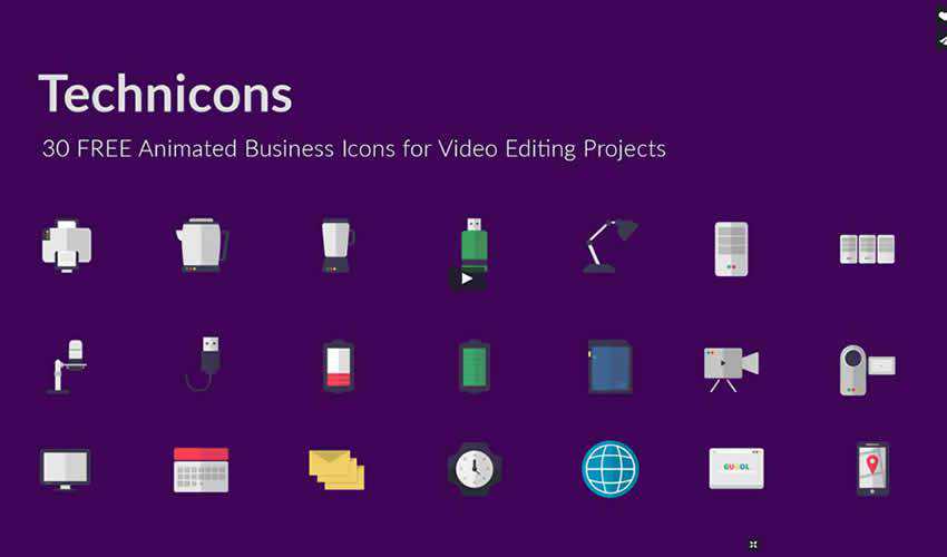 Technicons Animated Business ae adobe after effects template motion design project files video movie icon animation type free