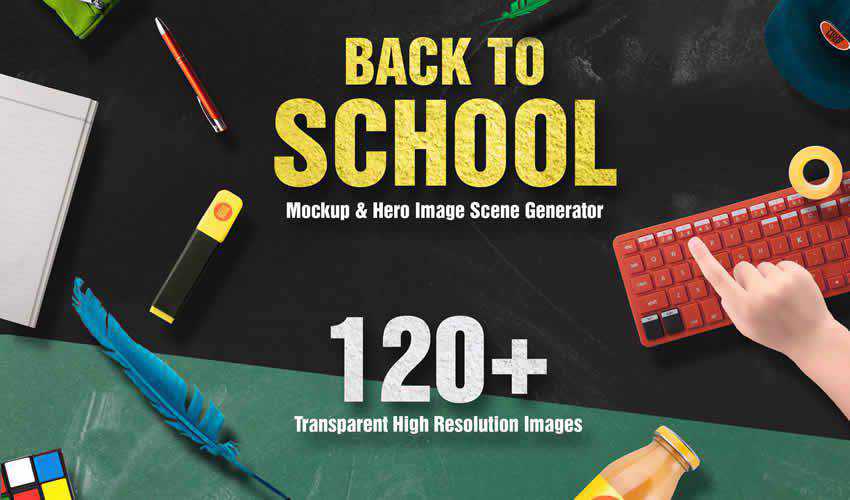 education Back To School Hero Image adobe photoshop scene creator mockup template psd