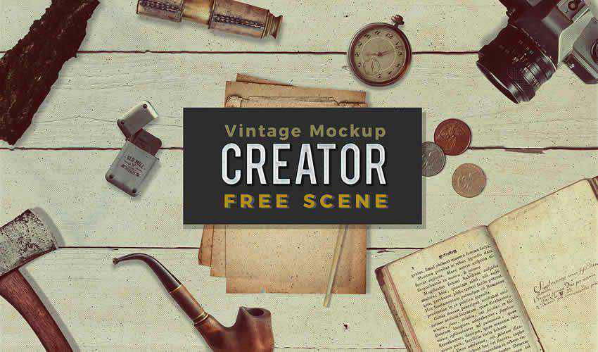 Free Vintage adobe photoshop scene creator mockup template psd