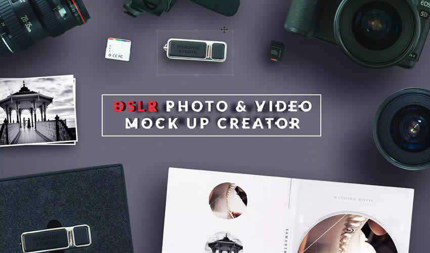 DSLR Photo Video adobe photoshop scene creator mockup template psd