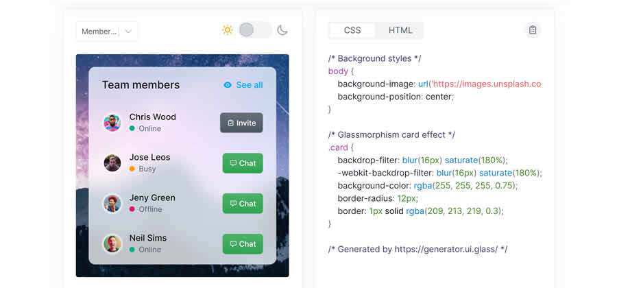 Glassmorphism CSS Generator