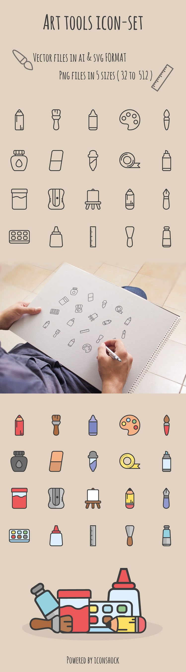 freebie art tools icon set free ai svg illustrator screenshot