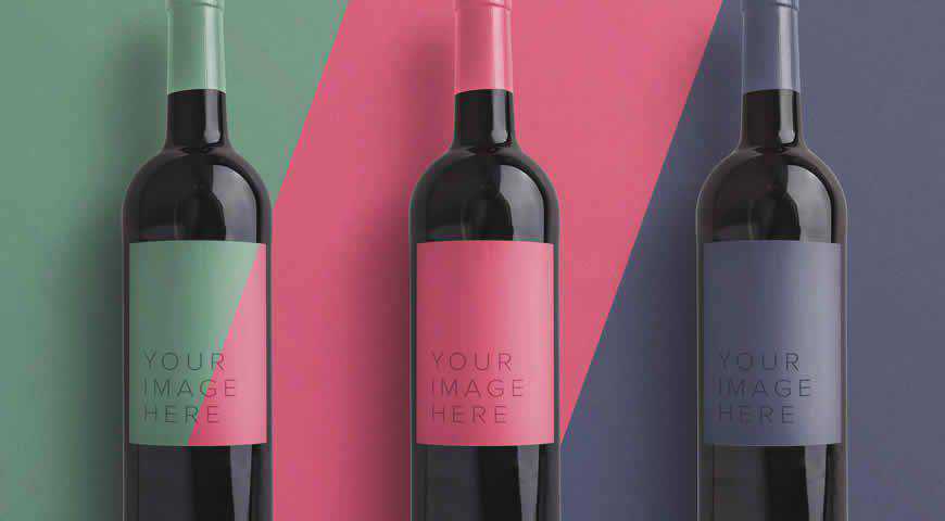 Wine Bottle Photoshop PSD Mockup Template