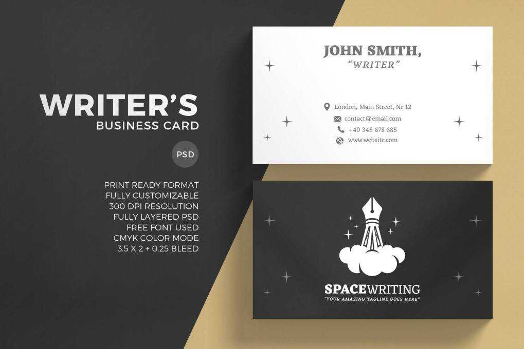 Creative Writer business card template format Adobe Photoshop