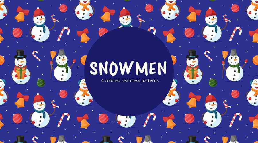 Snowmen Vector Free Seamless Pattern