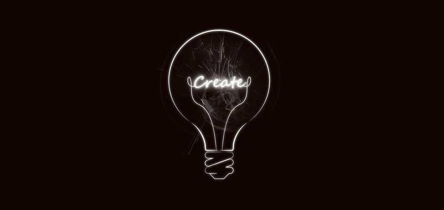 create neon lightbulb dark background