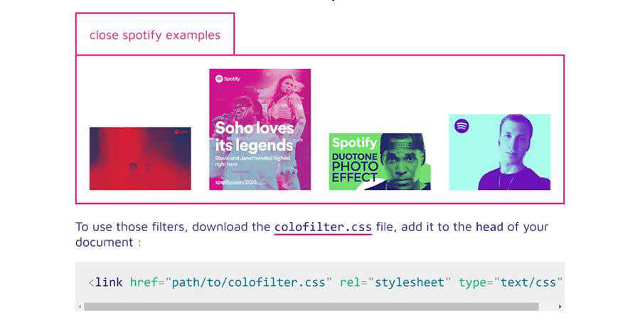 colofilter library CSS image filter toolbox