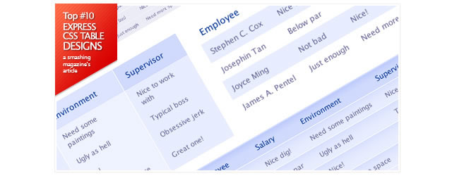 10 CSS Table Designs