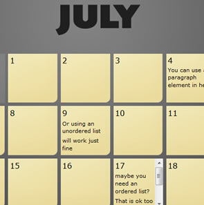 CSS Elastic Calendar