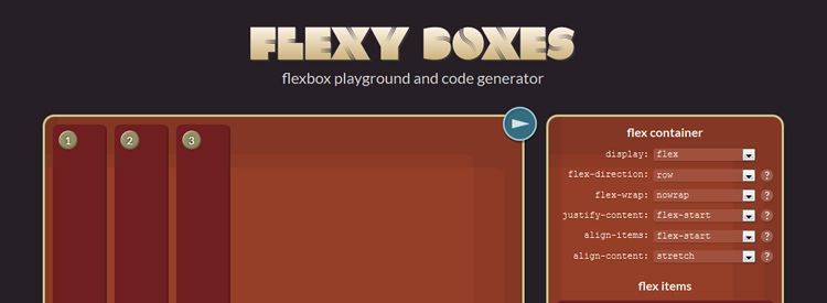 Flexy Boxes  CSS flexbox playground and code generation tool