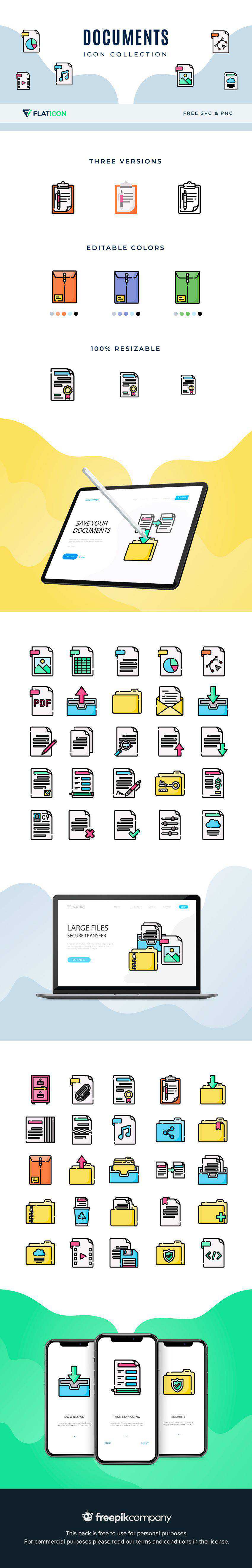 document office folder icon set collection pack png svg free freebie preview