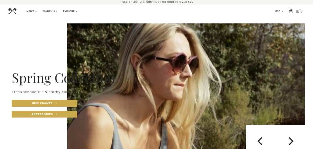 Shwood Eyewear ecommerce web design inspiration user interface shop