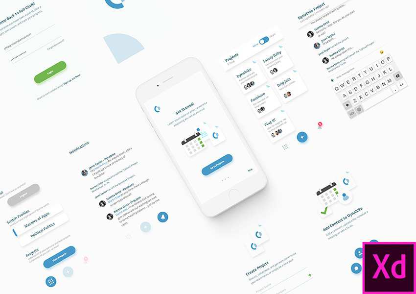 Free Adobe XD Collaboration App UI Kit