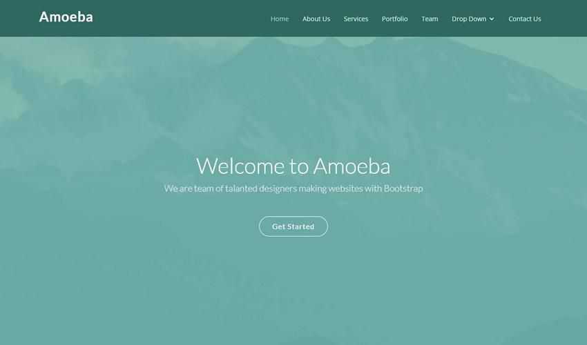 Amoeba flat one-page template creative free agencies bootstrap