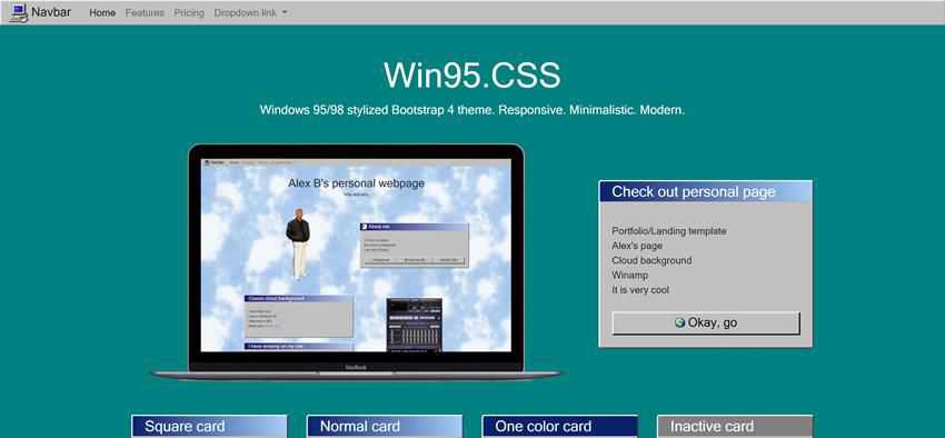 Windows 95 98 free bootstrap web template html html5 responsive mobile-first