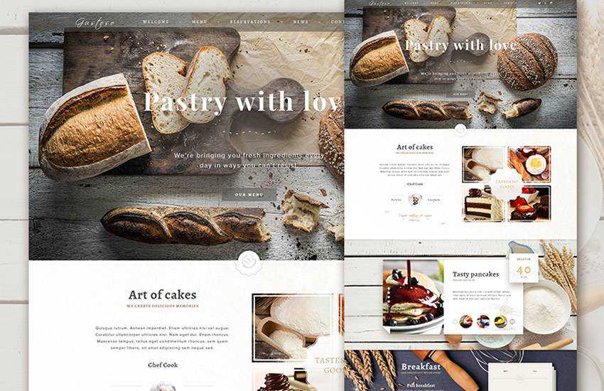 The Bakery Website Bakery eCommerce web design layout adobe photoshop template free psd format