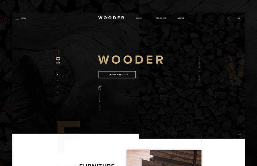 Wooder Furniture Store web design layout adobe photoshop template free psd format