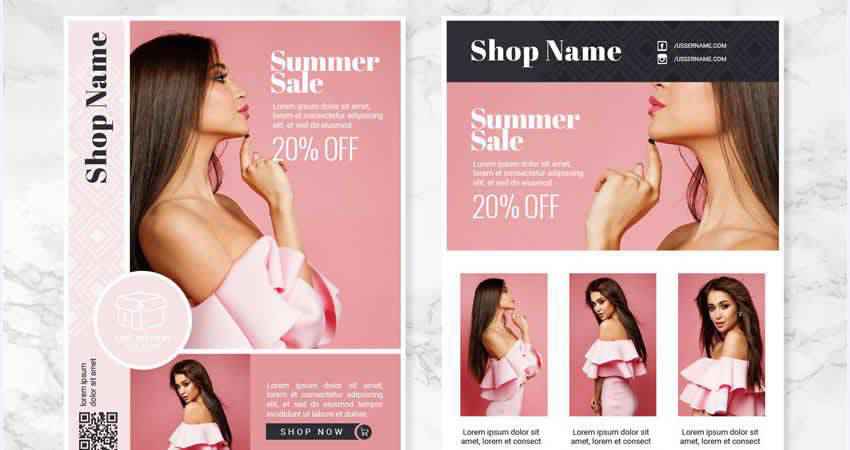 Vector Fashion Flyer Template Illustrator EPS