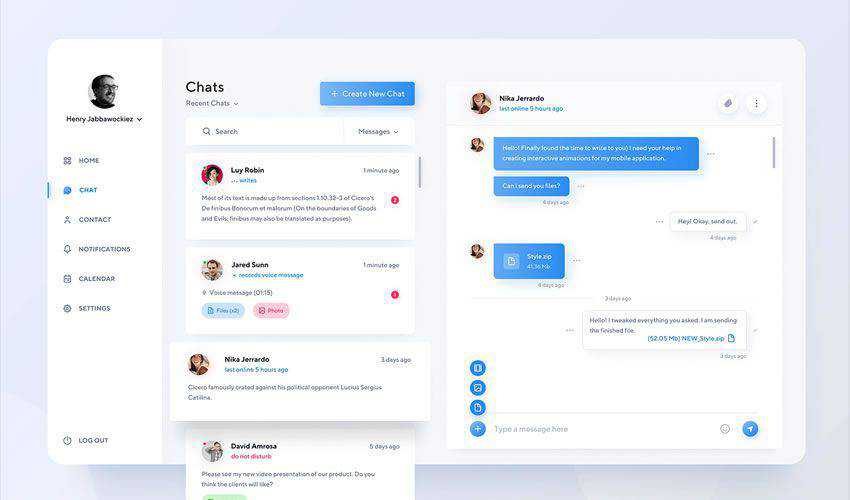 Chat Dashboard free figma ui mobile kit