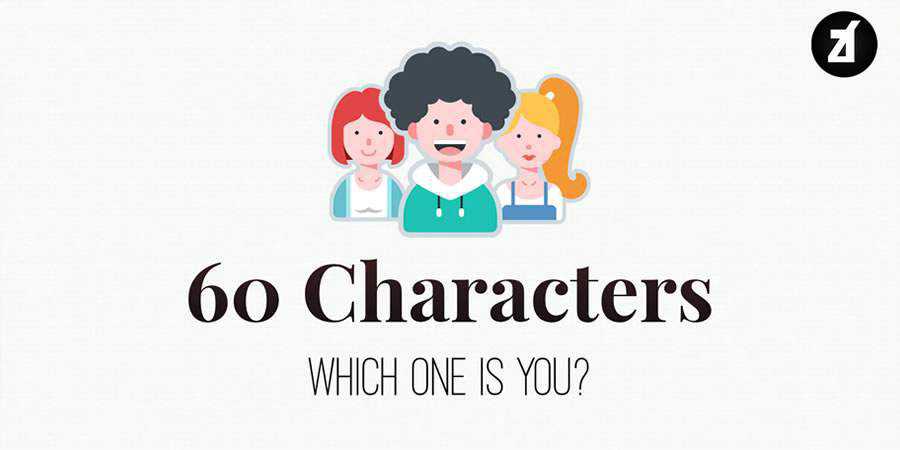 60 Characters in flat design