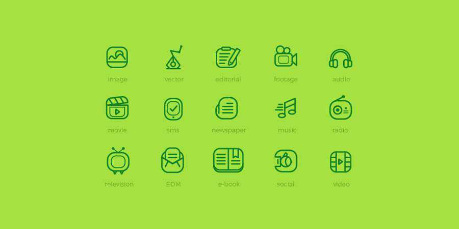 Media Flat Outline Icons