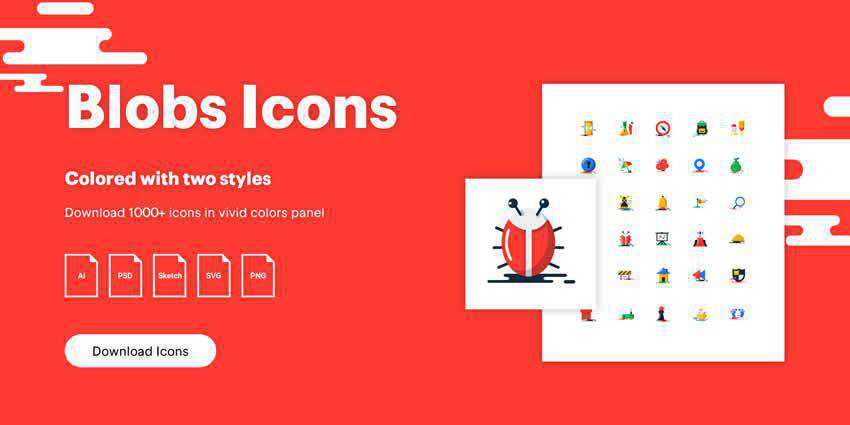 Blobs Flat Icons AI PSD SVG