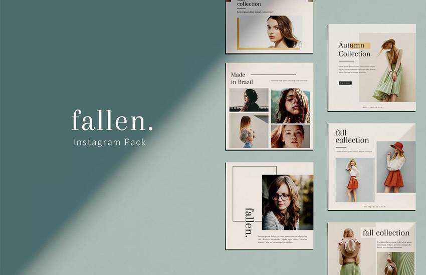 Fallen pack instagram social media template pack format Adobe Photoshop