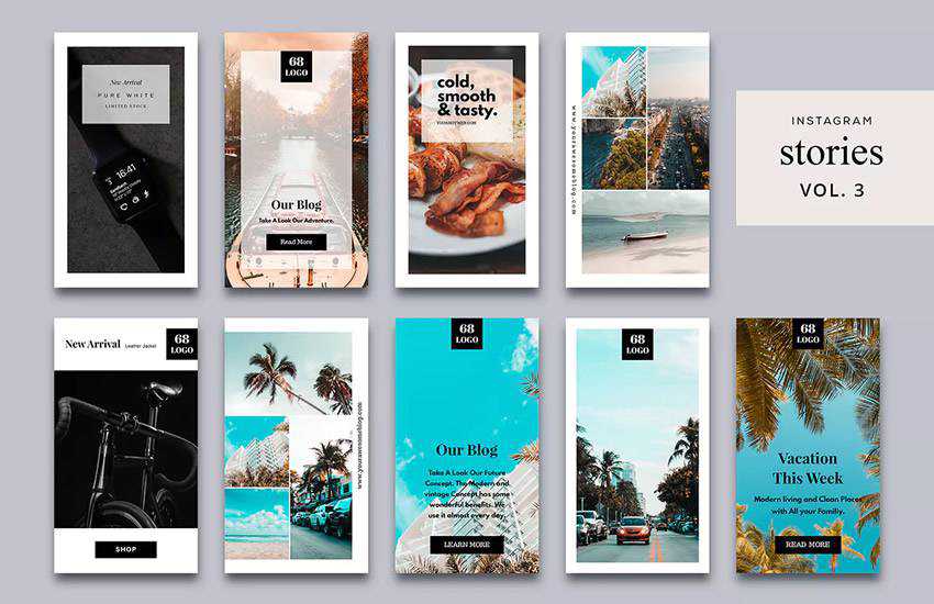 Stories Vol. 3 instagram social media template pack format Adobe Photoshop