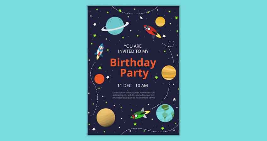 Childs Birthday Invitation Template Photoshop PSD