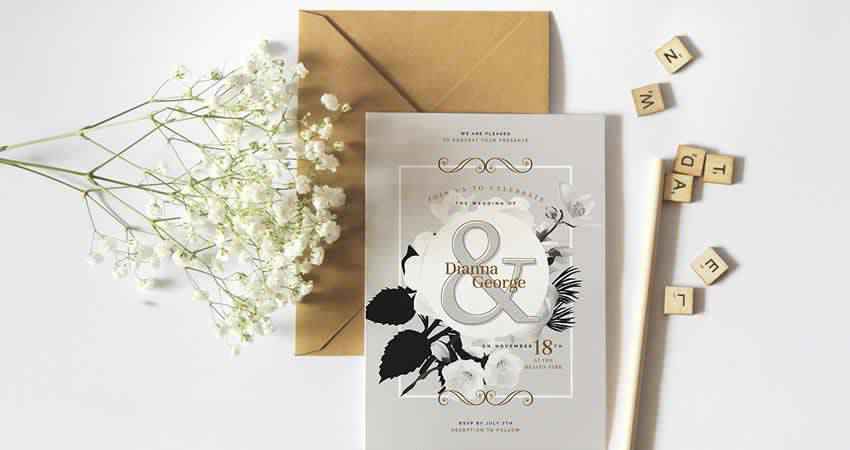 Wedding Invitation RSVP Template Photoshop PSD