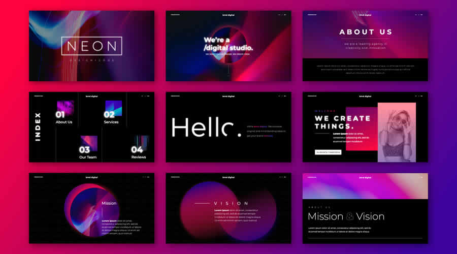 Neon free keynote presentation template