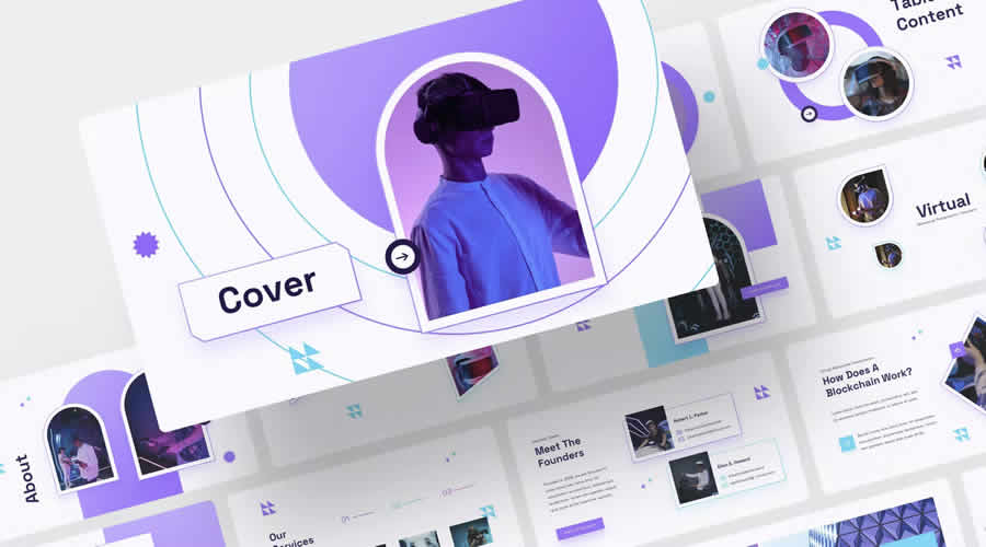 Virtual Metaverse free keynote presentation template