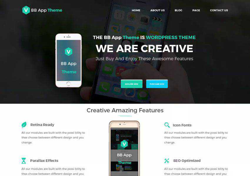 BB Mobile Application free wordpress theme wp responsive landing page business