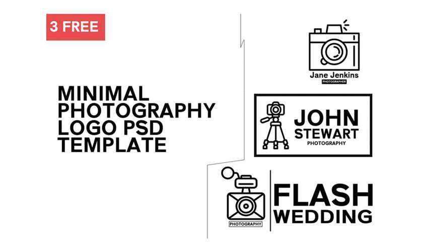 Photography minimal psd photoshop free logo template brand collection pack