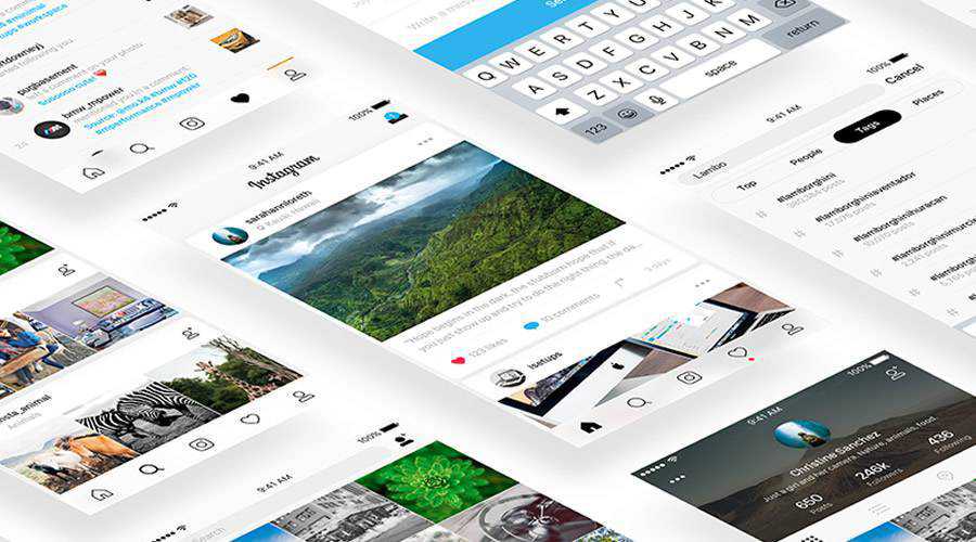 Instagram free mobile app ui kit Sketch ios android