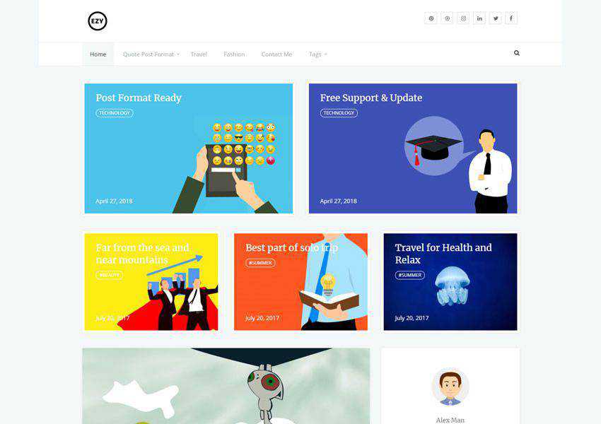 ezy free wordpress theme wp responsive personal blog blogger blogging