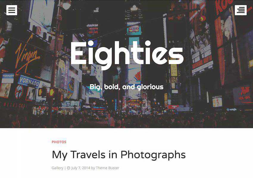 Eighties One-Column free wordpress theme wp responsive personal blog blogger blogging