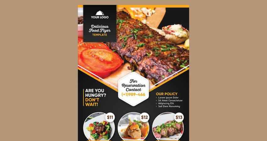 Restaurant Vector Flyer Template Illustrator EPS