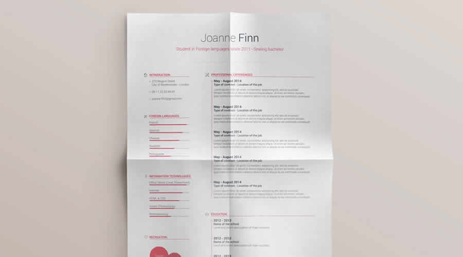 Free Resume Template Vol.2 Photoshop Photoshop PSD