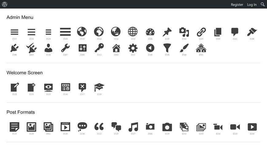 Dashicons WordPress Admin Icon Font @fontface webfont free