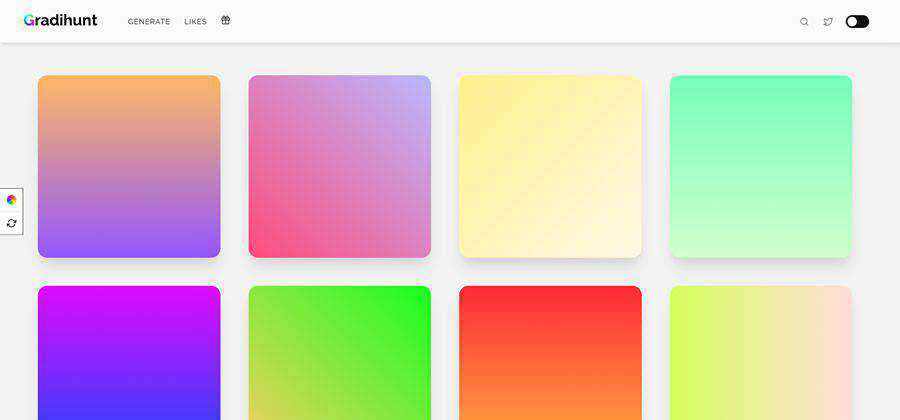 Gradihunt CSS gradient web-based tool free web design example