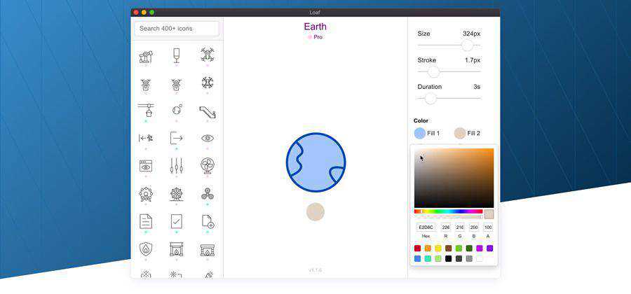 Motion animated icons web-based tool free web design example