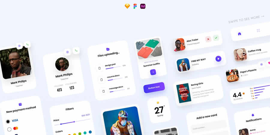 Components Free Web UI Kit Figma Sketch App Adobe XD