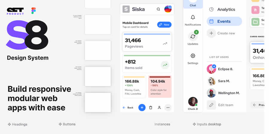 S8 Design System Dashboard Free Web UI Kit Figma