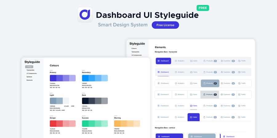 Dashboard Styleguide Template Free Web UI Kit Adobe XD Photoshop PSD Illustrator