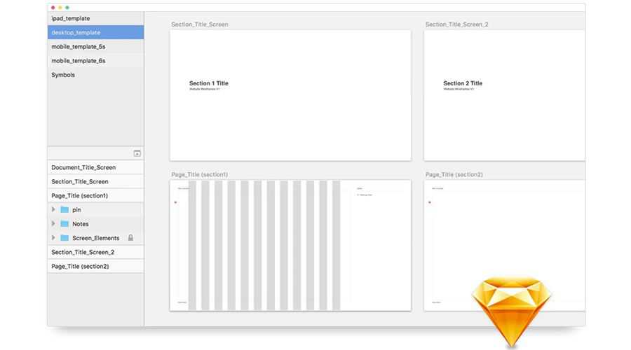 Starter free wireframe template Sketch Format