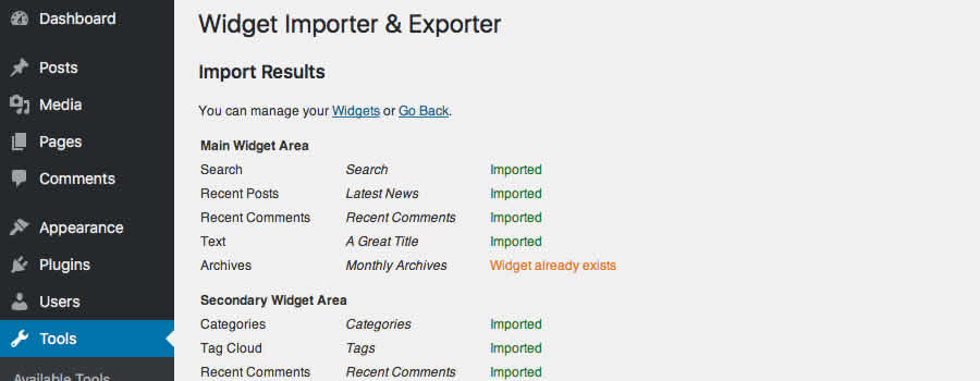 Widget Importer & Exporter