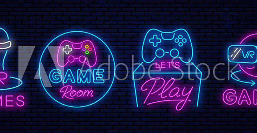 Neon VR Game Logo Templates gamer video