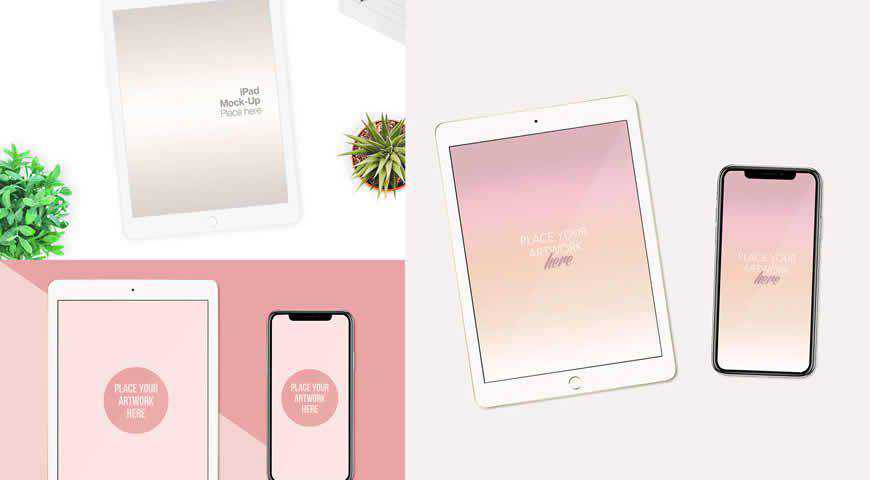 iPad and iPhone Photoshop PSD Mockup Template